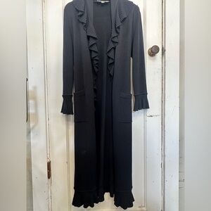 St. John by Marie Gray size 2 long black ruffle hem sweater